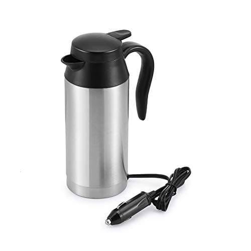 S SUNSBELL 12V Car Kettle Boiler - 650ml Travel Kettle Car Water Heater Stainless Steel Car Coffee Cup Warmer Hot Water Maker with DC 12V Charger Electric Kettle for Car, Silver, A-1914218