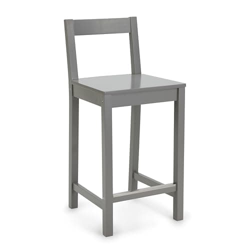 Amazon Basics Wooden Bar Stool with Backrest 24", Grey, 1 Unit