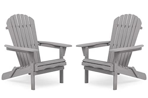 Outdoor Wooden Folding Adirondack Chair Set of 2 with Pre-Assembled BackRest, Wood Patio Chair for Garden Backyard Porch Pool Deck Firepit