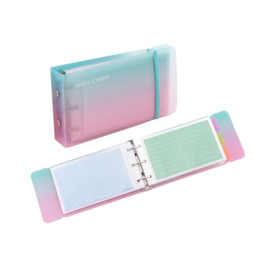 3×5” index card Binder organizer with Plastic pocket Sleeves, small organized folder for recipes Flashcards,portable notecards case holder (2pcs colorful)