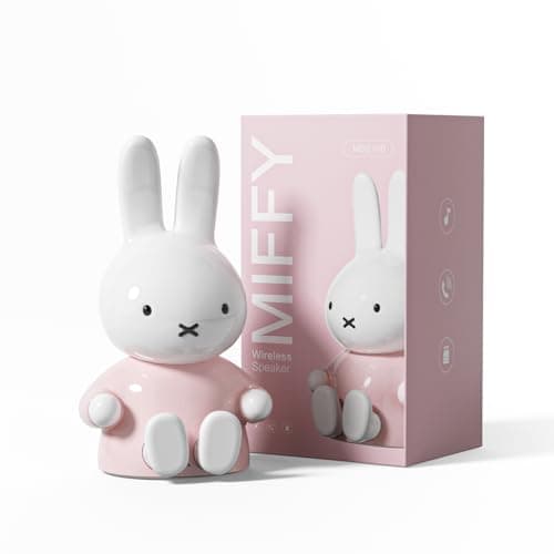 Miffy Portable Bluetooth Speakers, Cute Portable Wireless Speakers with Loud Stereo Sound, Built-in Mic, TF-Card Slot, Dual Pairing,40H Playtime for Room, Desk Decor, for her (Pink)