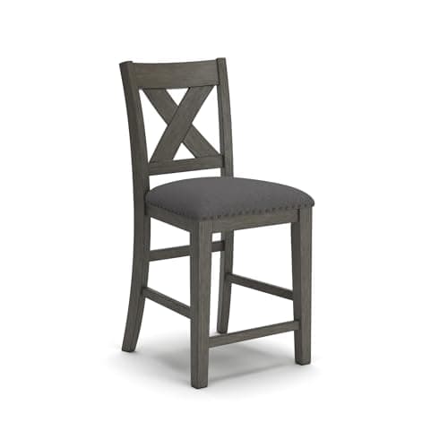 Signature Design by Ashley Caitbrook Rustic 24.63" Counter Height Upholstered Barstool, Set of 2, Gray