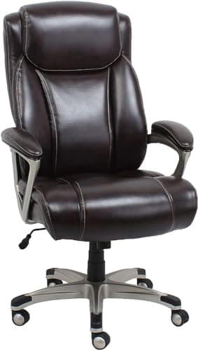 Amazon Basics Big & Tall Executive Office Chair with Lumbar Support, Adjustable Height, 350-Pound Capacity, 28.5"D x 30.25"W x 47.9"H, Black Pewter Finish