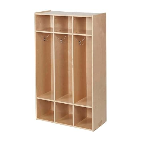 Back2School Express Sleekline 3-Section Storage Coat Locker, Kids Furniture, Natural