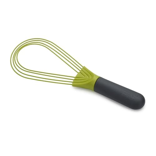 Joseph Joseph Twist Whisk 2-In-1 Collapsible Balloon and Flat Whisk Silicone Coated Steel Wire, Gray/Green