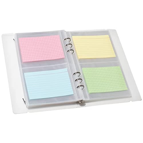 SHANGRLA 3x5 Index Card Holder Binder - Card Organizer for Note Cards, Flash Cards, and Recipe Cards, 90 Card Sleeves - Stores up to 180 Index Cards, Indexcard Notecard Storage Solution