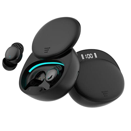 Ertuly Sleep Earbuds for Side Sleepers Wireless Earbuds Comfortable Noise Blocking LED Power Display Music Sleep Dual Mode for Sleeping Working Hiking (Black)