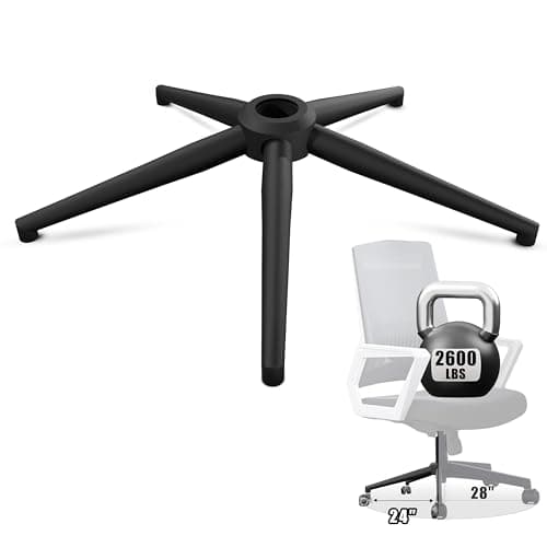 Sytopia 24'' (60 cm) Swivel Chair Base Replacement, Heavy Duty Metal Base (2600 lbs), Fits Most Office Chairs, Compatible with Universal Casters and Gas Cylinders, Matte Black