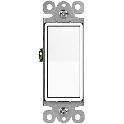 ENERLITES Decorator Paddle Rocker Light Switch, Gloss Finish, Single Pole, 3 Wire, Grounding Screw, Residential Grade, 15A 120V/277V, UL Listed, 91150-W, White