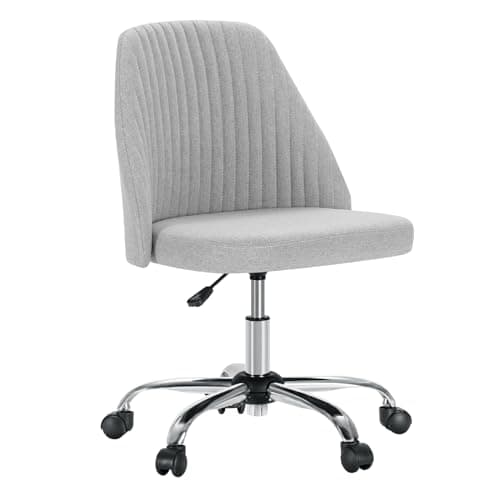 DUMOS Office Chair, Comfy Desk Chair Rolling Vanity Swivel Task Chairs with Wheels, Wide Seating Armless Height Adjustable Computer Chairs for Home,Bedroom,Student,Adults, Classic Grey