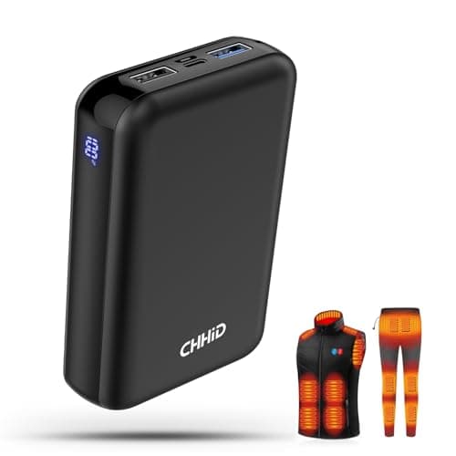Pocket Size 10000mah Power Bank for Heated Jacket,5V 2A Heated Vest Battery Pack,LED Display Portable Charger for Heated Clothing,Coat,USB Heated Blanket,Stadium Seats, Chair.