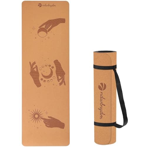 Cork Yoga Mat Sports Mat Natural Cork Environmental Protection TPE Anti Slip and Sweat-absorbing, Suitable for Yoga Pilates Meditation Indoor Fitness(72-Inch x 24-Inch x 5mm Thick) (Mysterious and elegant)