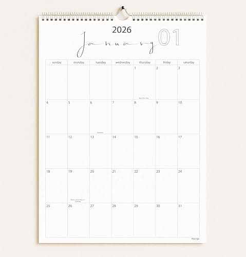 Wall Calendar 2026-2027, 18 Months, Runs From January 2026 to June 2027, 17" x 12" Large Wall Calendar with Hanger, Thick Paper, Spiral Binding, Easy to Write Down Your Plans and Daily/Cursive