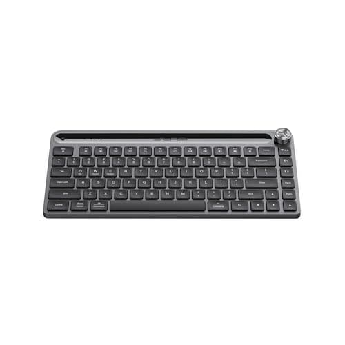 JLab Epic Mini Wireless Keyboard, Black, 108 Keys, Connect Via Bluetooth or USB Wireless Dongle, Multi-Device Toggle, Soft Touch Keys, Smart Media Knob, Custom User Profiles, Rechargeable (1 Pack)