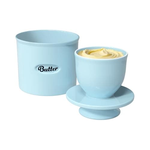 French Ceramic Butter Crock with Lid, 8.45oz Inverted Water Seal Butter Keeper for Soft, Spreadable Butter at Room Temperature, Lead-Free Dishwasher Safe