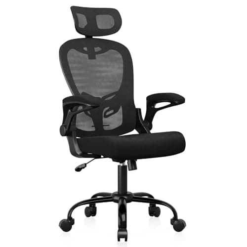 Synorla Office Chair Ergonomic Desk Chair, 330LBS Capacity, High Back Computer Chair with Adjustable Lumbar Support and Flip-up Armrests, Rolling Swivel Task Chair for Long Hours and Home Office Work