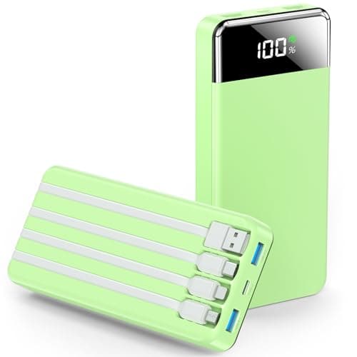 SABANI Portable Charger 35000mAh Power Bank - Portable Battery with 4 Built in Cables, 22.5W Fast Charging Battery Pack Compatible with iPhone 15 14 13 Samsung Android Cell Phone etc (1 Pack, Green)