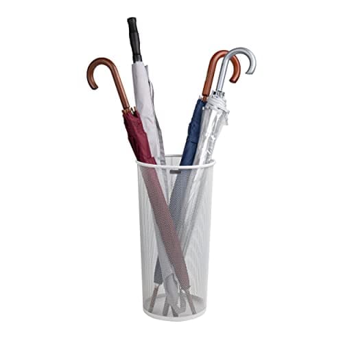 Mind Reader Umbrella Stand, Multi-Purpose Mesh Storage Stand, Organizer for Office and Entryway, Metal Mesh, White