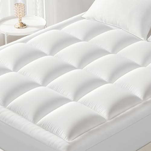 YUGYVOB Queen Mattress Topper -600GSM Extra Thick Cooling & Breathable Mattress Pad with Deep Pocket 8"-21" & Soft Down Alternative Filling, White