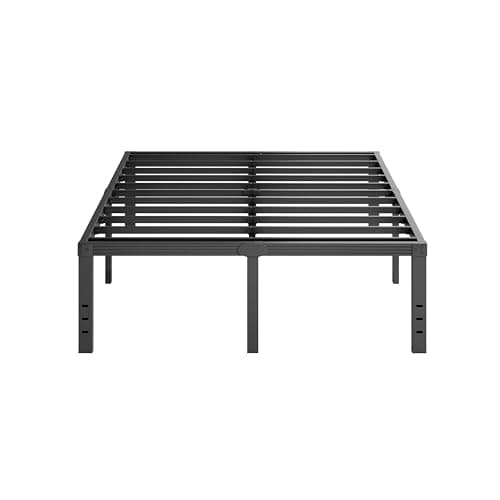 Furnitui 18 Inch High Metal Queen Bed Frame, Platform Bed Frame Queen Size No Box Spring Needed, Easy Assembly, Noise Free, Sturdy, Black