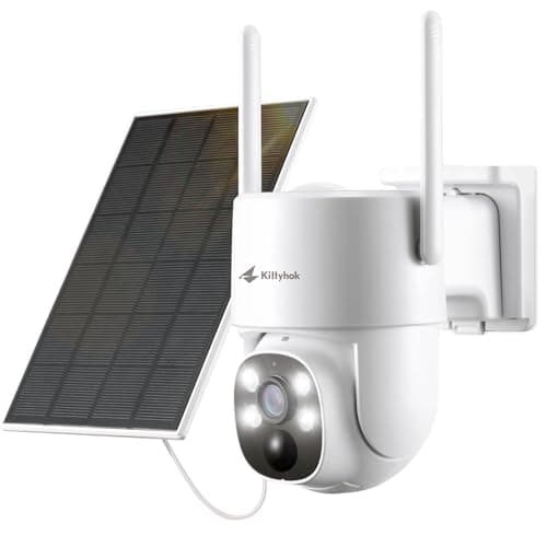 Kittyhok PT Solar Camera Security Outdoor | 2K FHD Security Camera Wireless Outdoor, Solar Battery Powered, Color Night Vision, Smart Detection, IP66 Weatherproof, Local Recording for Home Security