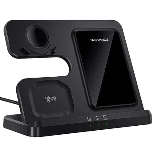 Wireless Charger for Samsung Charging Station: 3 in 1 Galaxy Watch Charger, Adapter Included, Black(2025 US Version)