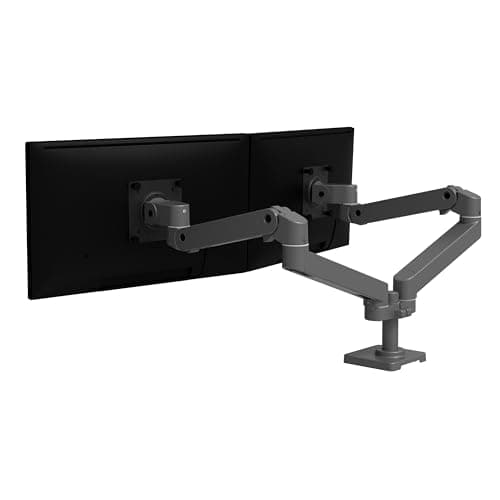 Ergotron – Upgraded LX Pro Premium Dual Monitor Arm, VESA Desk Mount – for 2 Monitors Up to 27 Inches, 4 to 20 lbs Each – Dark Grey