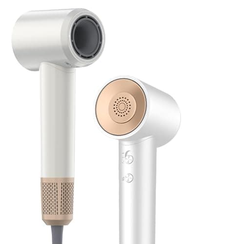 Hair Dryer, Quiet and Fast Drying, Low Noise, Lightweight Travel Model, 5 Temperature Settings/3 Speed Settings, Lightweight Design with Magnetic Nozzle, Suitable for Home and Travel use (White)