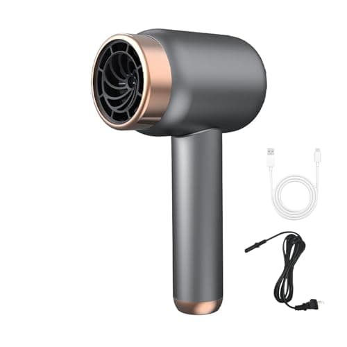 Cordless Hair Dryer for Women with Battery, Rechargeable Blow Dryer, Rechargeable Hair Dryer with USB Charging Hot Cold Wind Wireless Hair Dryers with Battery for Travel Camping Use (Grey# A)