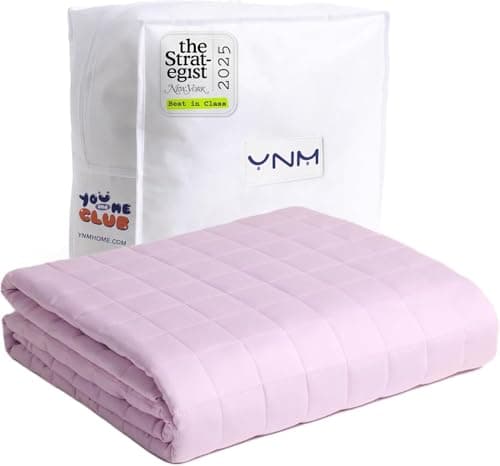 YnM Exclusive Weighted Blanket, Soothing Organic Long Stapled Cotton, Smallest Compartments, Bed Blanket for One Person of 140lbs, Ideal for Twin/Full Bed (48x72 Inches, 15 Pounds, Lavender)