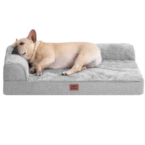 EHEYCIGA Orthopedic Dog Bed Medium Size Dogs, Memory Foam Dog Bed with Washable Removable Cover, Waterproof Pet Sofa Couch for Crate with Nonskid Bottom, 30x20x6, Grey