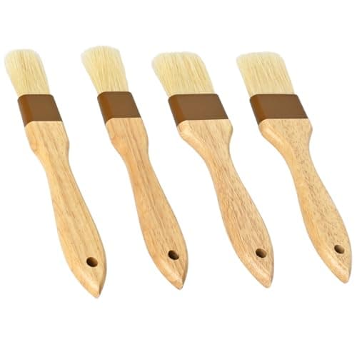 4 pcs Pastry Brush, Natural Bristle Basting Brush for Cooking and Baking, Premium BBQ Brushes for Butter, Oil, Egg, Sauce, Turkey, Marinade and Kitchen Food by SFIUYLB
