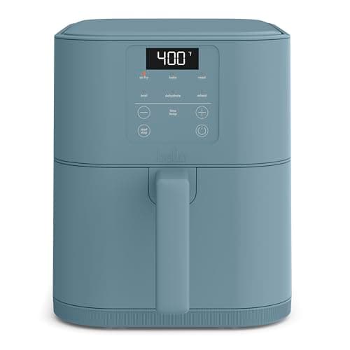 bella 6 Qt Slim Air Fryer, Fits-anywhere™ Kitchenware, EverGood™ Ceramic Nonstick Coating, Adjustable Temperature, 6 Preset Cooking Options, 60 Min Auto Shutoff w Audible Tone, 5lb Capacity, Surf