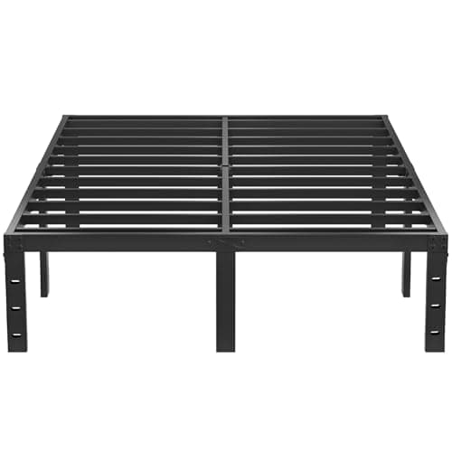 SHOANED Full Metal Bed Frame - 14 Inch Tall Heavy Duty Bedframe Black Basic Steel Slats Platform No Box Spring Needed/Easy Assembly/Noise Free