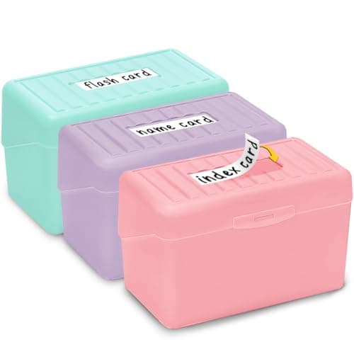 H4D Index Card Holder 3x5, Index Card Box Organizer Case, 3x5 Flash Note Card Holder, 3 Packs (Pastel Colors)