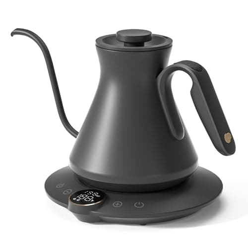 Cocinare Gooseneck Electric Kettle with One-touch ±1℉ Temperature Control & Digital Screen for Pour Over Coffee & Tea, Rapid Boil Hot Water, 0.6L Matte Black (FLOW B6)