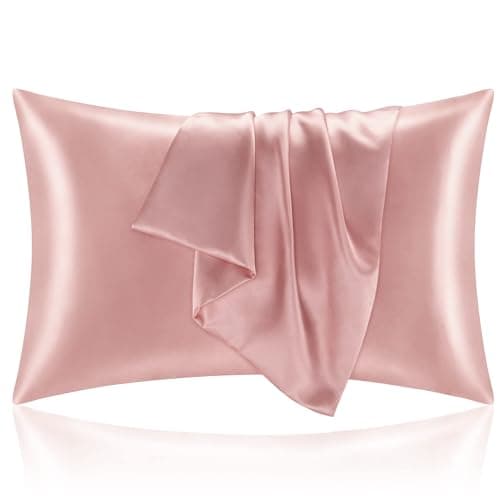 BEDELITE Satin Pillowcase with Zipper 2 Pack, Rose Pink Pillow Cases Standard Size, Super Soft and Cooling Similar to Silk Pillow Cases, Gift for Women Men(20x26 Inches)