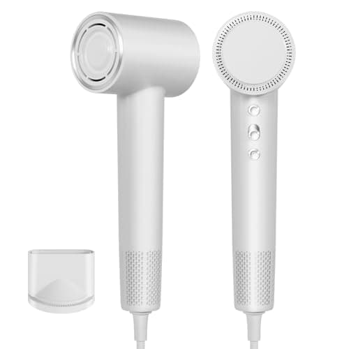 Quiet Motor, Gentle Heat, 2 Speed Settings, Cool Shot, Compact Portable Hair Dryer for Women, Men & Kids, 800W Ionic Hair Dryer – Mini Lightweight Blow Dryer for Home & Travel (White)