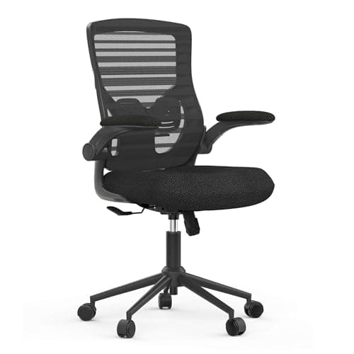 Ergonomic Office Chair, Computer Desk Chair with Lumbar Support, Ergonomic Desk Chair with Flip-up Armrests, Mesh Computer Chair with Premium Cold-Cured Cushion