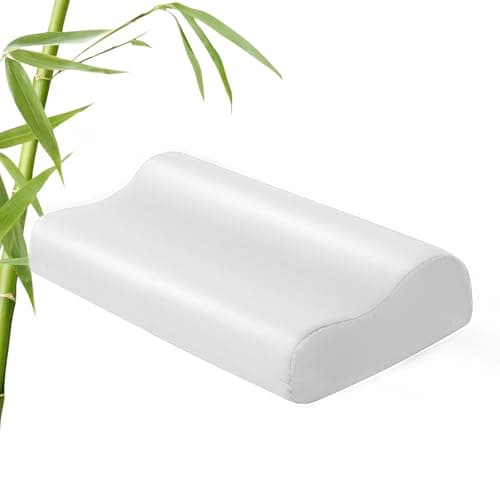 Cooling Contour Pillowcase- Rayon Derived from Bamboo Contour Cervical Neck Pillow Case Cover- Breathable Silky Soft Pillowcase for Hot Sleepers,24 x14 x5/3.7 Inches 1 Piece White