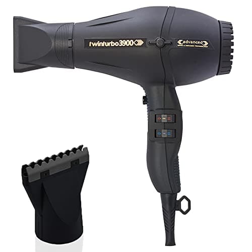 Turbo Power Twin Turbo 3900 Advanced Ionic & Ceramic Black Hair Dryer + M Hair Designs Hot Blow Attachment (Bundle) – Fast-Drying, Frizz-Control, Professional Hair Styling