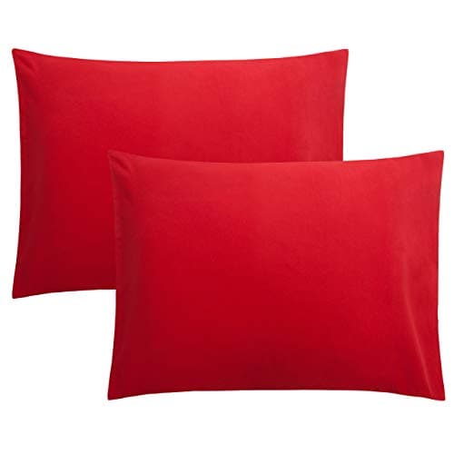 FLXXIE Pillow Cases Standard Size, Soft Microfiber Pillow Covers with Envelope Closure, Wrinkle, Stain Resistant Pillowcases, 2 Piece Set, 20x26, Red