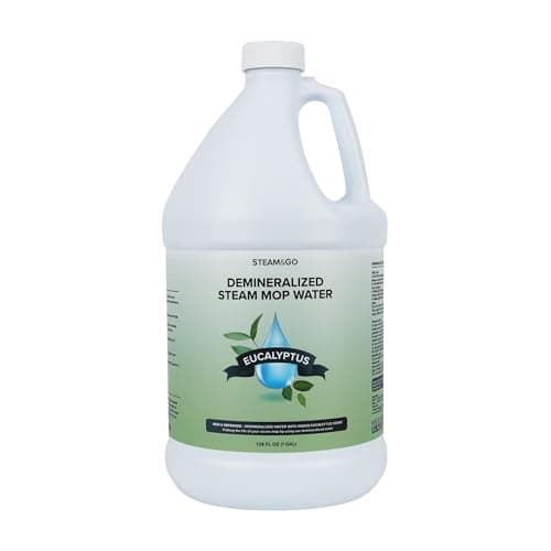 Steam & Go Demineralized Water - Multi-Surface Cleaning Solution for Steam Mop, Ready-to-Use Floor Cleaner, No PVC, Ideal for Home & Office, Compatible w/Any Mop - Eucalyptus Mint, 128oz, Pack of 1