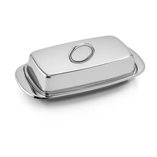 Natier Stainless Steel Butter Dish with Lid, Butter Keeper for Countertop or Refrigerator
