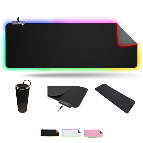 Tilted Nation RGB Mouse Pad for Gaming - Large LED Mousepad - LED Desk mat with 8 Adjustable Light Modes - Non Slip Rubber Base, Easy to Clean Water Proof Surface Mat for Keyboard and Mouse