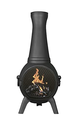The Blue Rooster Prairie Fire Chiminea Outdoor Fireplace - Wood Burning Cast Aluminum Deck or Patio Firepit 44" Tall