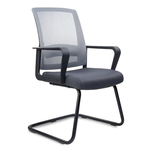 CLATINA Office Guest Chair with Lumbar Support and Mid Back Mesh Space Air Grid Series for Reception Conference Room Gray