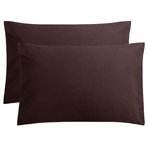 FLXXIE Pillow Cases Queen, Soft Microfiber Pillow Covers with Envelope Closure, Wrinkle Resistant Pillowcases, 2 Piece Set, Dark Brown