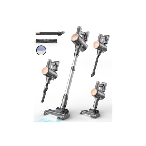 N8 Cordless Vacuum Cleaner, Lightweight Stick Vacuum with Powerful Suction, 2200mAh Battery, 40 Mins Runtime, Self-Standing, Rechargeable Vacuum Cleaners for Home Hardwood Floor Carpet Pet Hair (Gold)