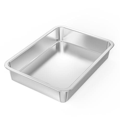 onlyfire Stainless Steel Baking Pan, Rectangular Cake Pan Cookie Sheet Pan Barbeque Grill Pan for Baking Breads, Grilling Chicken, Vegetables, Dishwasher Safe,15.5’’×11.6’’×2.7"